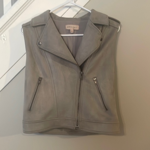 Philosophy Vegan Suede Moto Vest - Picture 1 of 7